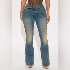✨ Fashion Nova Embellished Tinted Bootcut Jeans - Size 1- NEW ✨
